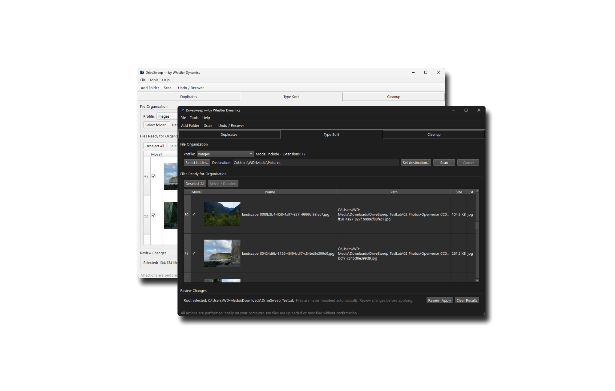 DriveSweep following Windows light and dark theme